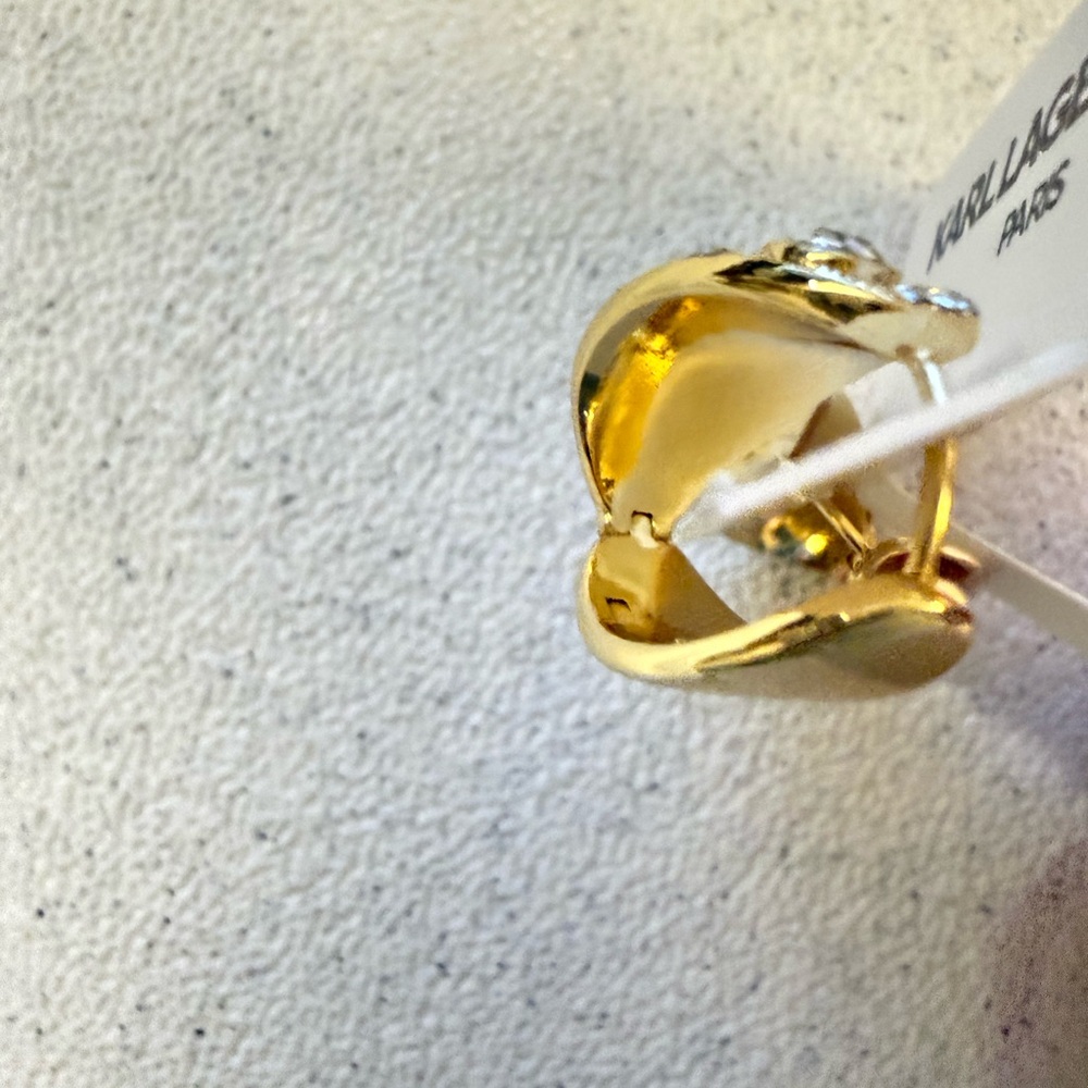 Karl Lagerfeld Crystal-Embellished Gold Earrings - Picture 2 of 2
